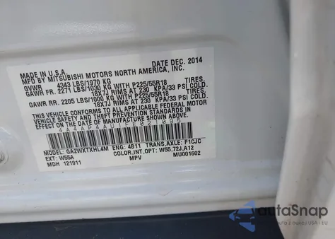 2015 Mitsubishi Outlander Sport Se z USA, uszkodzony, nr VIN 4A4AP4AU1FE021095